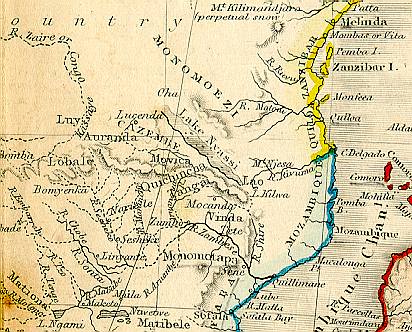 1850 Africa map (detail)